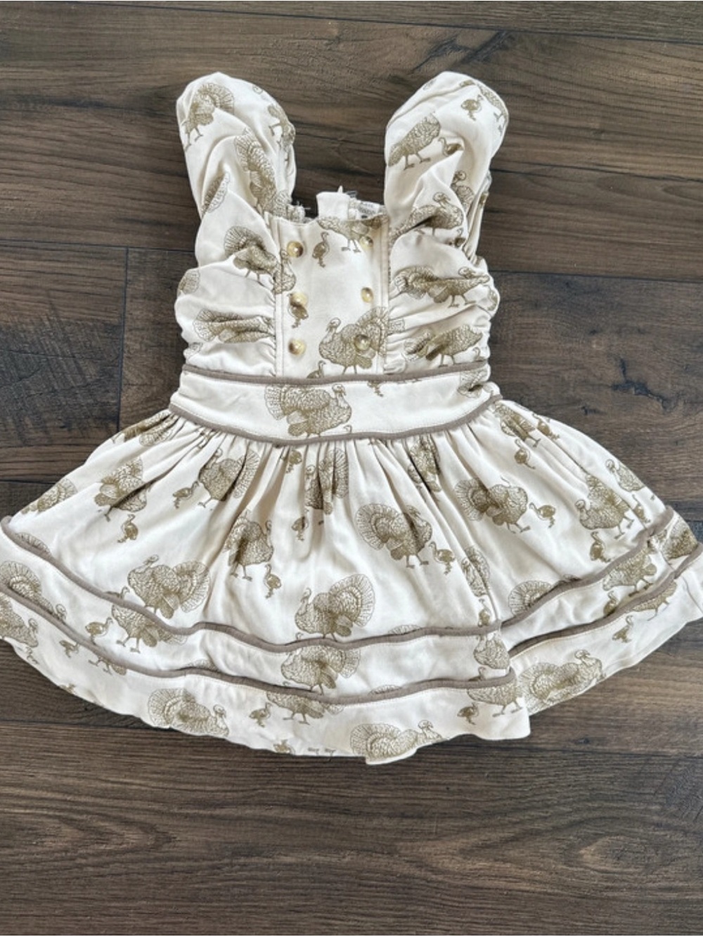 Cotton Turkey-Print Ruffle bow back Dress